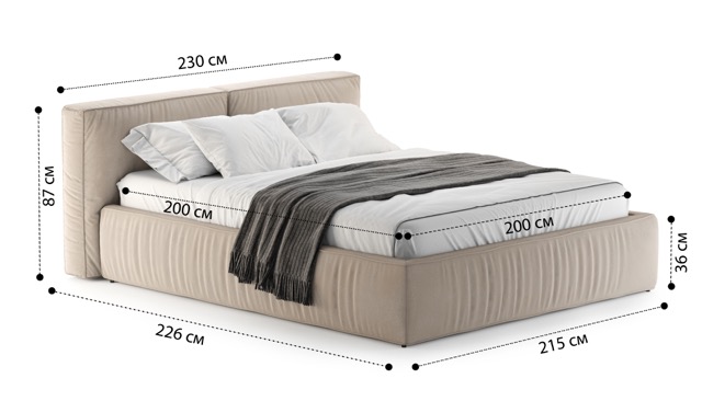 Кровать Лофт с подъемным механизмом и ящиками Velutto soft 113 2.0